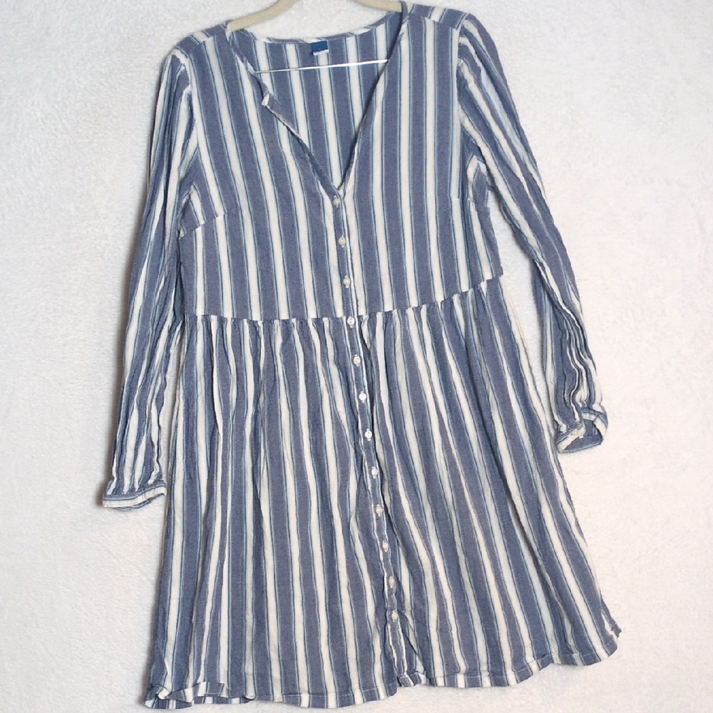 Old Navy Women's‎ Blue & White Striped Button Farmhouse Dress Size S